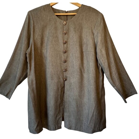 Special Thyme Ltd Womens 2-Piece Set 22W Gray Buttoned Blouse & Pants Rayon Blen - Picture 2 of 16